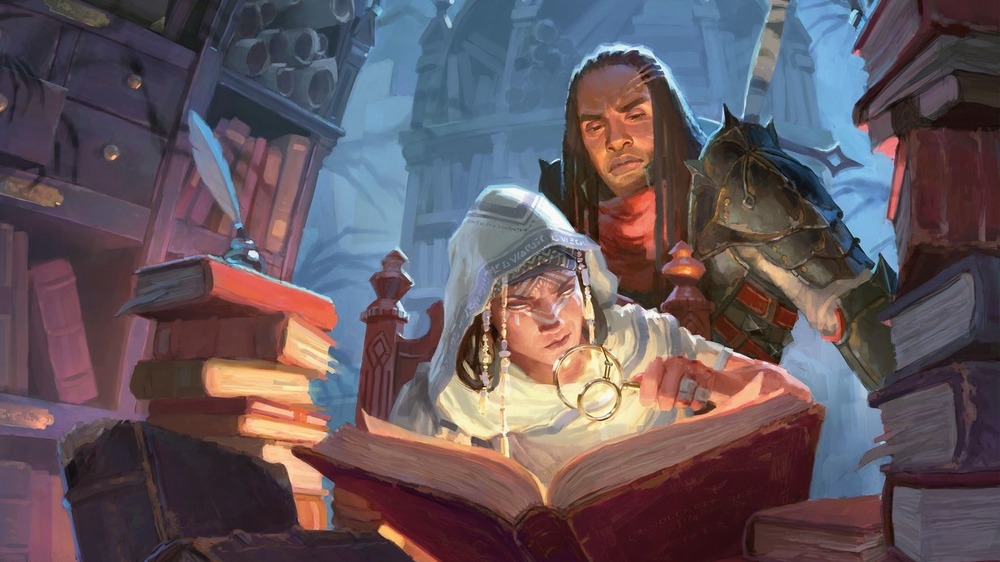 Cover art of adventurers reading a book