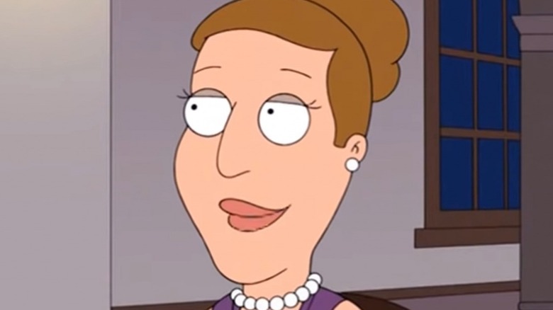 Angela smiling serenely in Family Guy