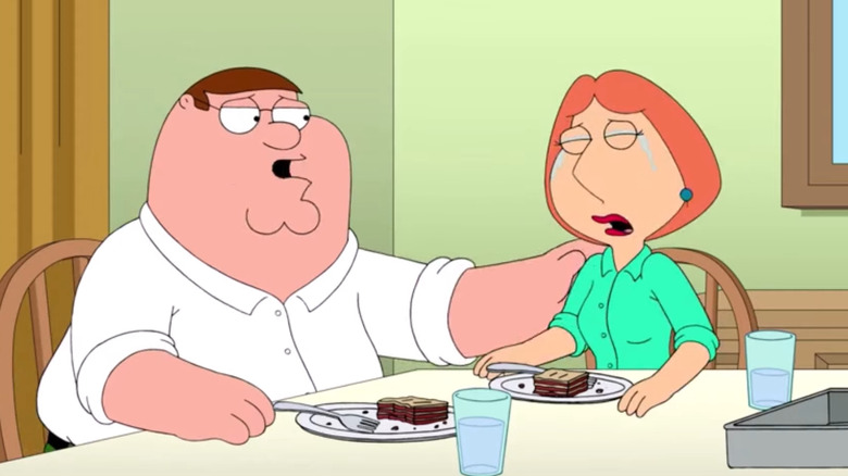 Peter Griffin comforts Lois