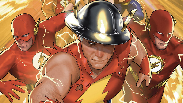 Three generations of The Flash appear on the cover of The Flash #796 (2023)