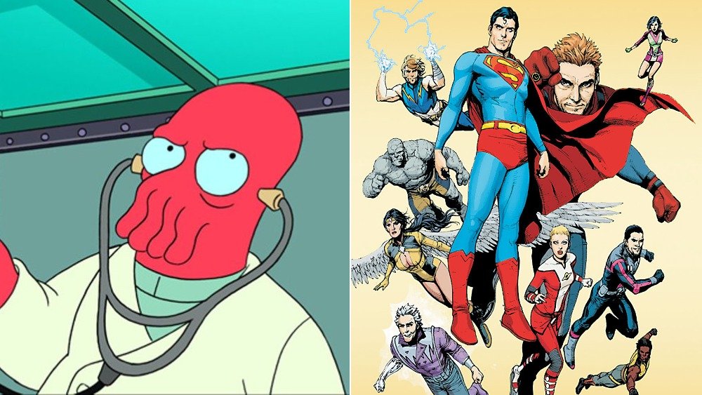 Zoidberg on Futurama and DC Comics Legion of Super-Heroes cover art