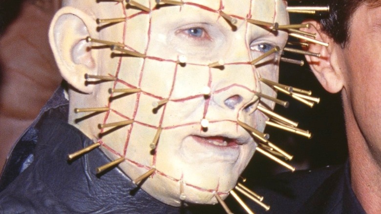 Doug Bradley wearing the Pinhead makeup