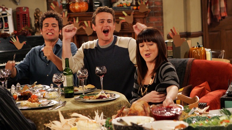 Ted Marshall and Lily at Thanksgiving dinner on How I Met Your Mother