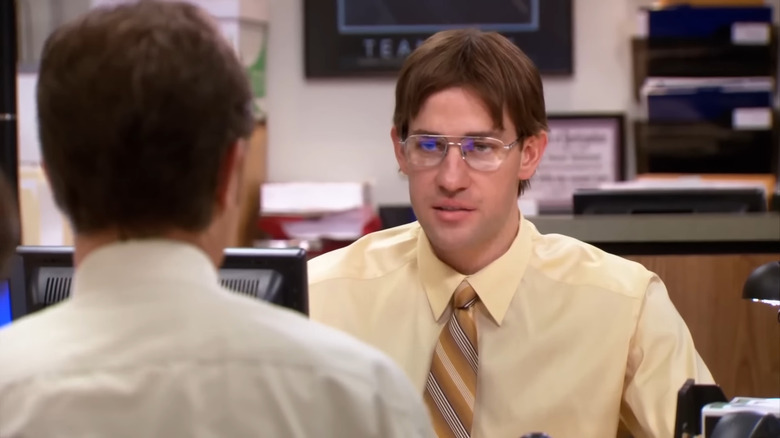 John Krasinski's Jim Halpert dressed up as Dwight Schrute in The Office
