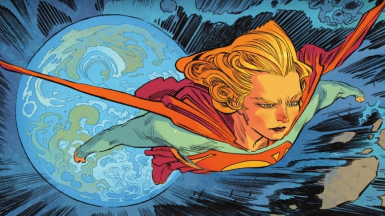 Supergirl flying away from a planet in the Supergirl: Woman of Tomorrow comic