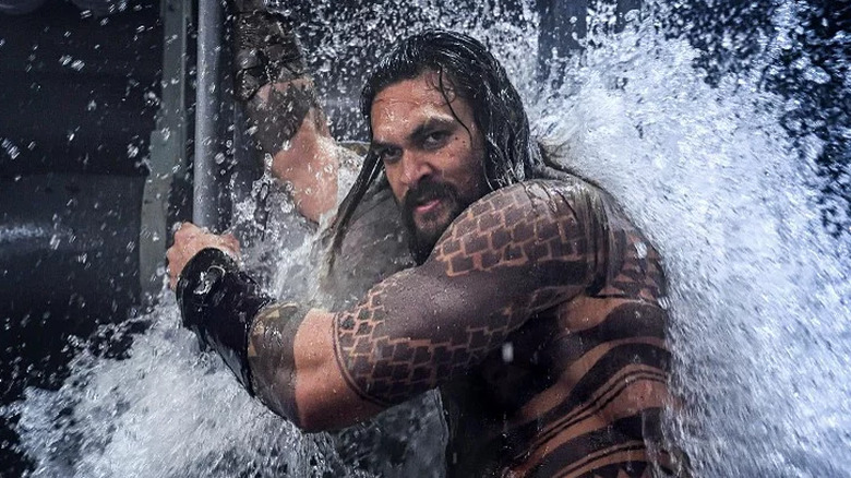 Arthur Curry surrounded by water in a submarine in "Aquaman" (2018)