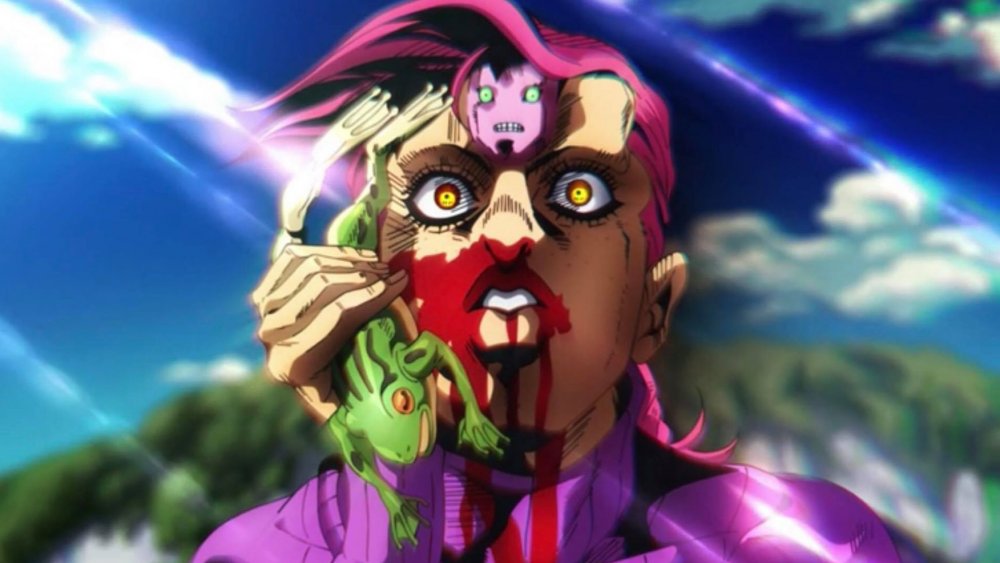 Vinegar Doppio with Epitaph on his forehead on 'JoJo's Bizarre Adventure'