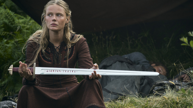 Freydis holding a sword