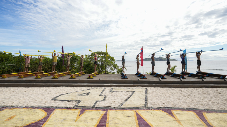 Players on Survivor 47 doing an endurance challenge