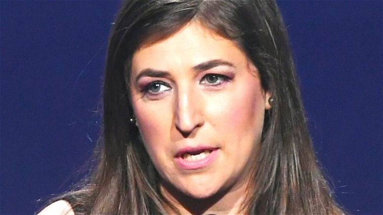 Mayim Bialik speaking at an event