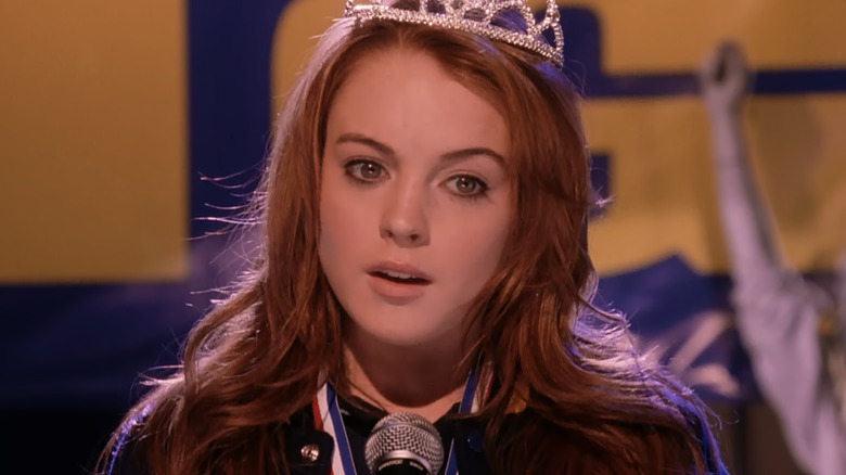 Cady Heron wearing a tiara