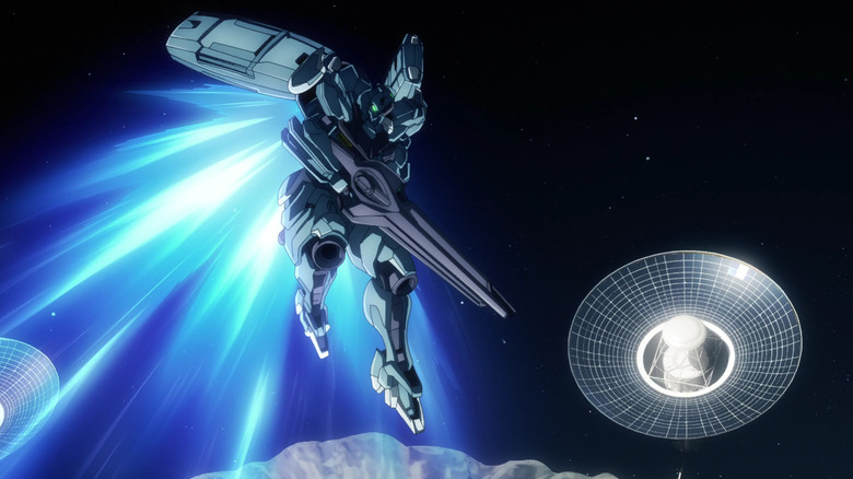 The gundam prepares to attack