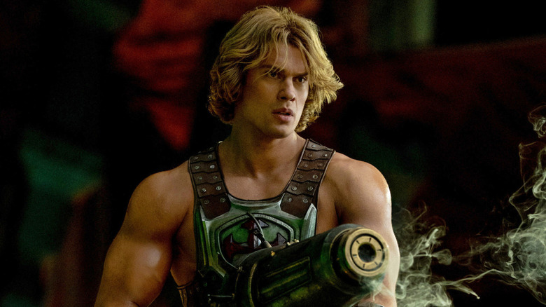 He-Man brandishes a weapon in "Masters of the Universe" (2026)