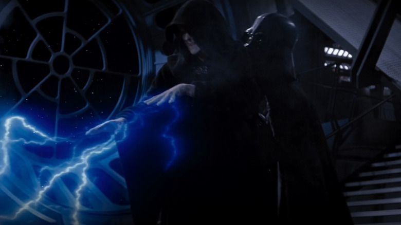 Emperor Palpatine shooting force lightning