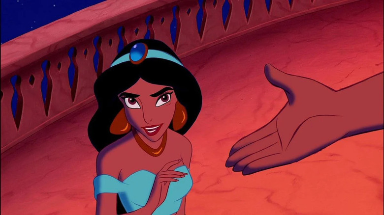 Jasmine taking Aladdin's hand