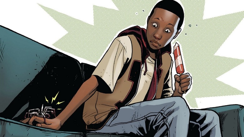 A spider biting Miles Morales in Ultimate Comics: Spider-Man #1