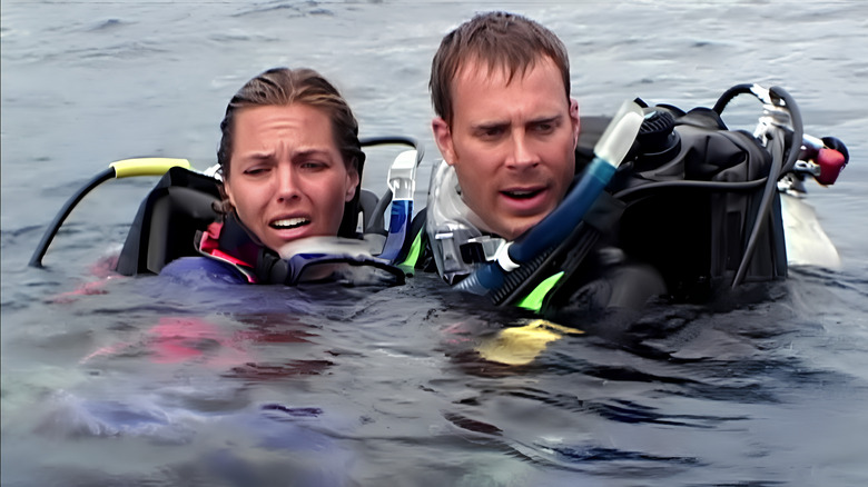 Susan and Daniel floating in their scuba gear