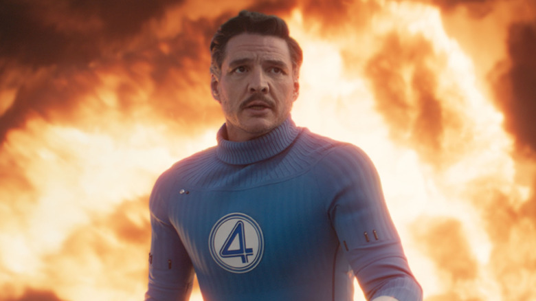 Reed Richards in front of flames in "The Fantastic Four: First Steps" (2025)