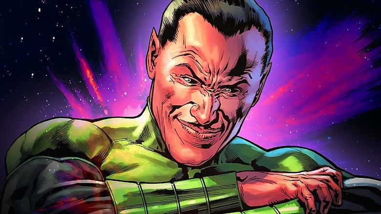 Sinestro against a purple space backdrop