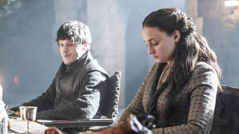 Ramsay Bolton and Sansa Stark sitting awkwardly together