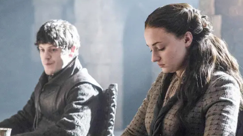 Ramsay Bolton and Sansa Stark sitting awkwardly together