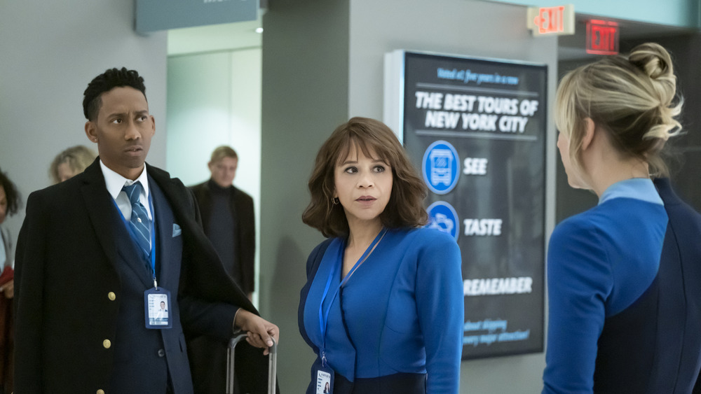 Griffin Matthews, Rosie Perez, Kaley Cuoco on The Flight Attendant