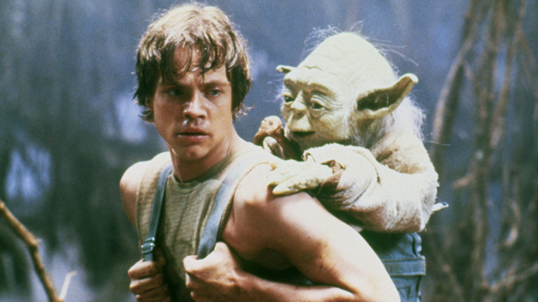 Mark Hamill's Luke Skywalker training with Yoda in Star Wars: The Empire Strikes Back
