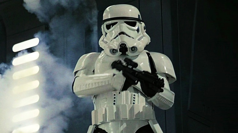 Stormtrooper aiming blaster