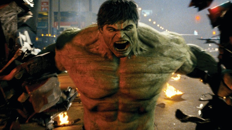 The Hulk roaring during a fight with Abomination in "The Incredible Hulk"