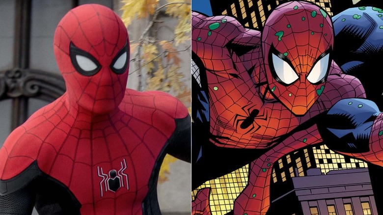 Spider-Man crouching in 