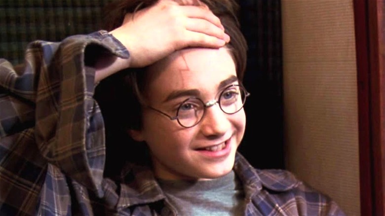 Harry Potter shows his scar in the Sorcerer's Stone