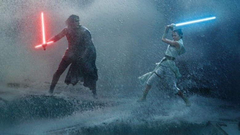 Adam Driver and Daisy Ridley as Kylo Ren and Rey