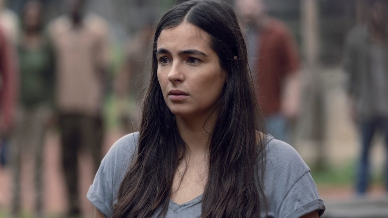 Alanna Masterson as Tara looking concerned