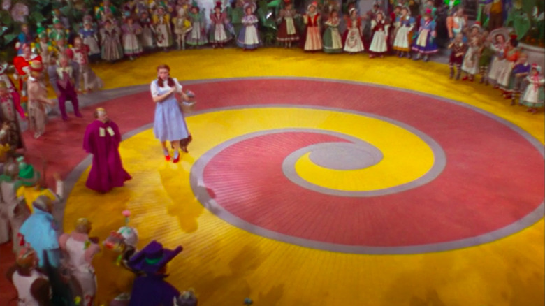 Dorothy following the yellow brick road