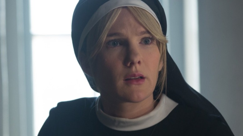 Sister Mary Eunice looking alarmed