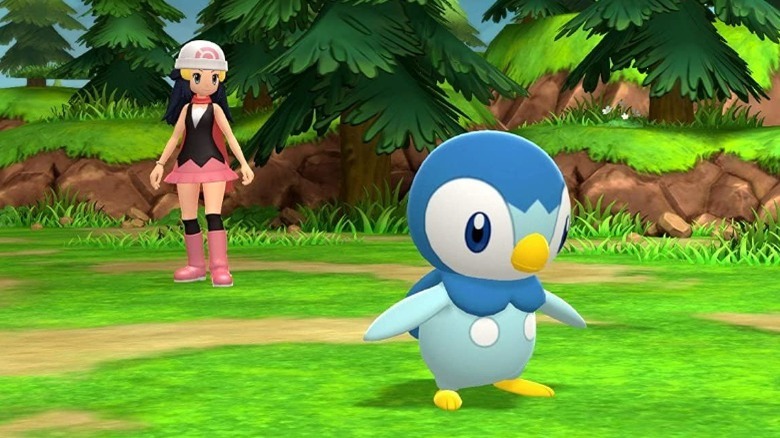 Pokemon Brilliant Diamond and Shining Pearl Piplup and Dawn