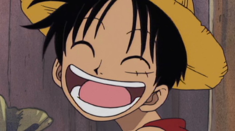 Luffy smiling, eyes closed