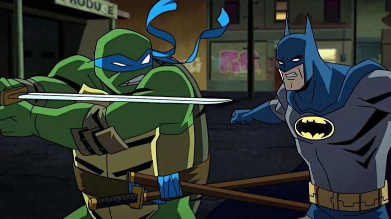 Batman fights Leonard in Batman vs Teenage Mutant Ninja Turtles