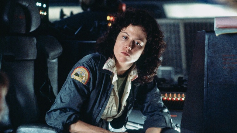 Ripley wearing a Nostromo crew jacket in "Alien" (1979)