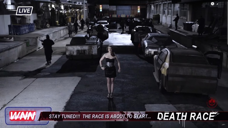 Death Race being broadcast on television