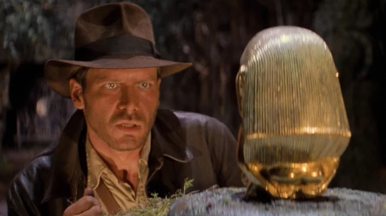 Indy sees the golden idol in Raiders of the Lost Ark (1981)