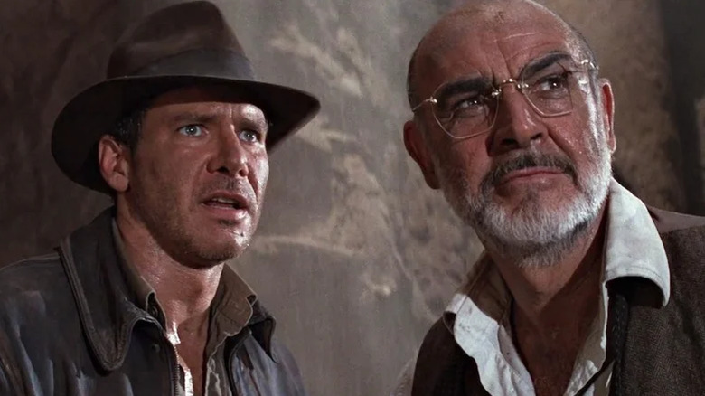 Indy and his father look onward at the Holy Grail in Indiana Jones and The Last Crusade (1989)