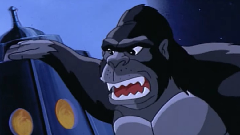 Kong roars on top of the Empire State Building in "The Mighty Kong" (1998)
