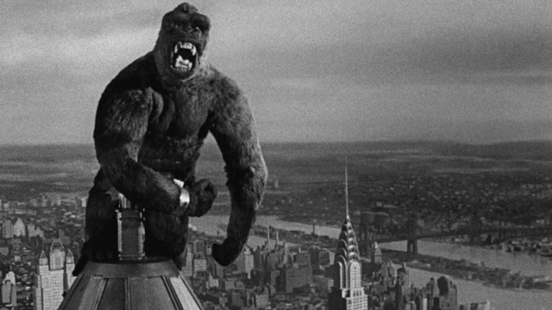 Kong at the top of the Empire State Building in "King Kong" (1933)