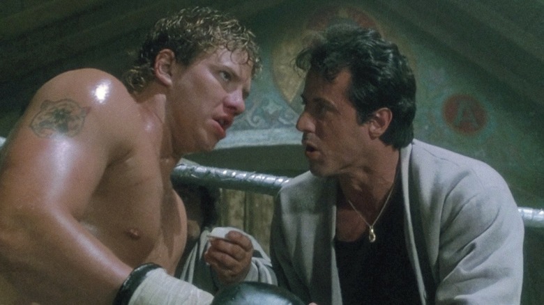 Rocky Balboa and Tommy Gunn talking in Rocky V (1990)