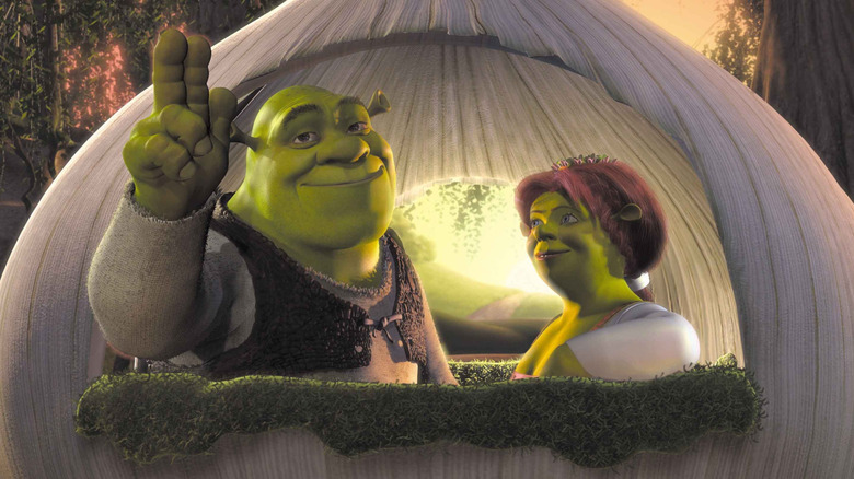 Shrek and Fiona in an onion going on their honeymoon in "Shrek"