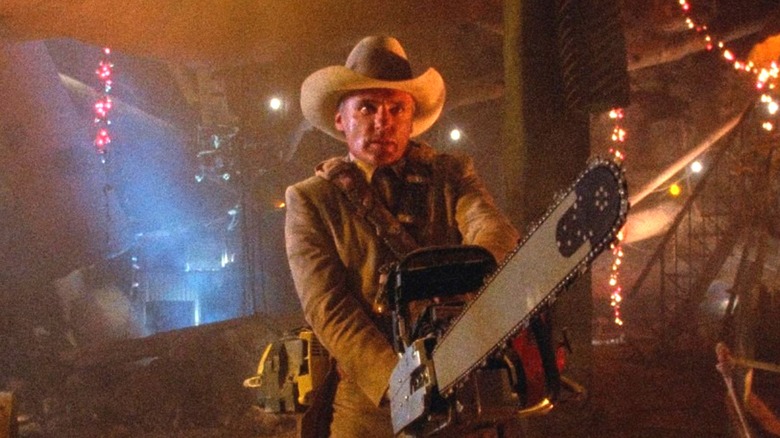 Lefty holding a chainsaw in "The Texas Chainsaw Massacre 2."