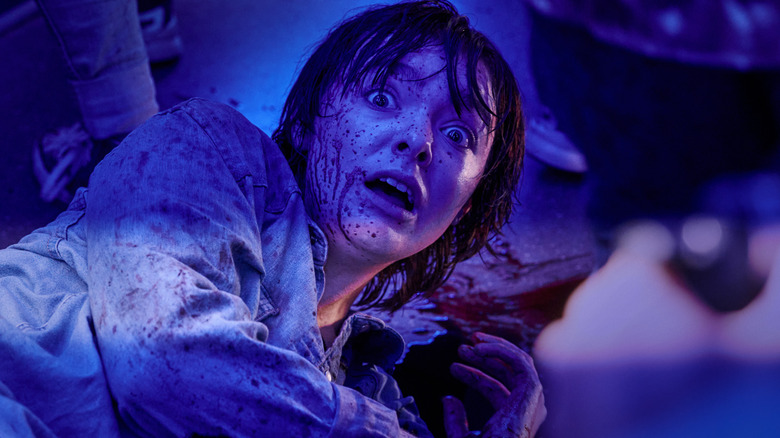 Lila covered in blood in "Texas Chainsaw Massacre."