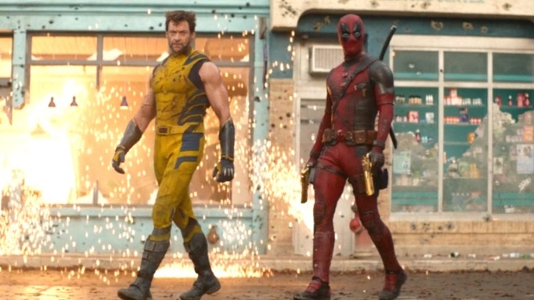 Wolverine and Deadpool walking in front of an explosion in "Deadpool and Wolverine" (2024)