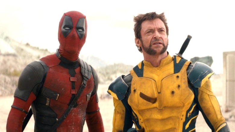 Wade and Logan looking out at the wasteland in "Deadpool and Wolverine" (2024)